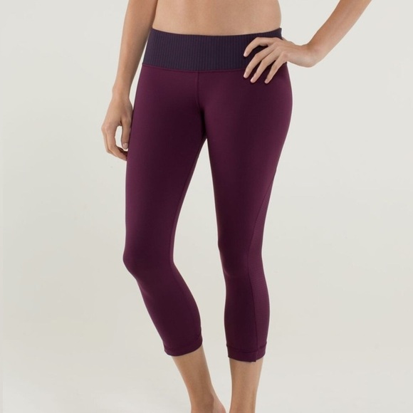 Lululemon Journey Crop Leggings Plum / Hyper Stripe Plum (4) - Picture 2 of 12